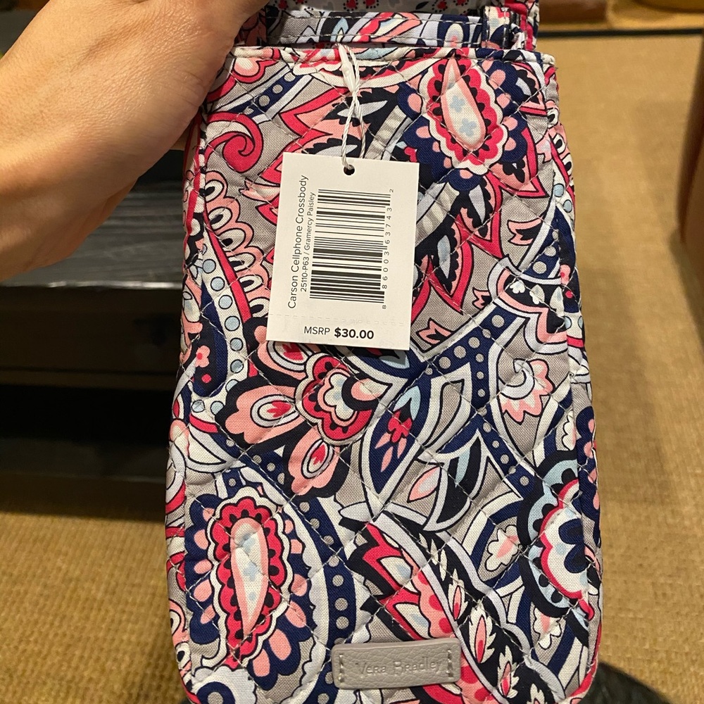 Vera Bradley signature cellphone crossbody purse.